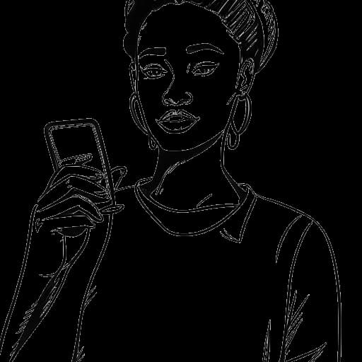 Strichzeichnung von Aljosha Muttardi, der ein Smartphone hält, was seinen wirkungsvollen Aktivismus symbolisiert. Sein Ausdruck zeigt Intensität und Entschlossenheit. Die Zeichnung ist vor einem weißen Hintergrund platziert.