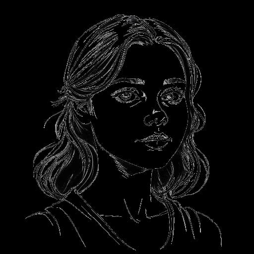 Disegno in stile line art di Kaia in Babylon