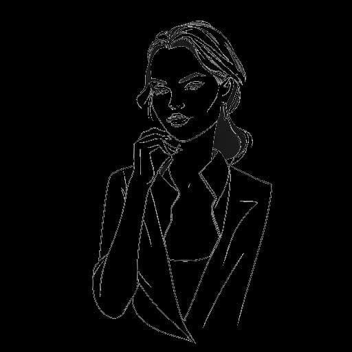 Disegno in stile line art di Kaia come musa della moda per Karl Lagerfeld