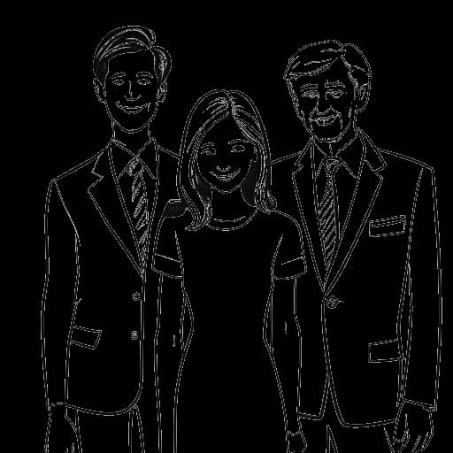 Disegno in stile line art di Kaia da bambina con i suoi genitori, Cindy Crawford e Rande Gerber