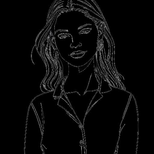 Disegno in stile line art di una giovane Kaia che modella per Versace