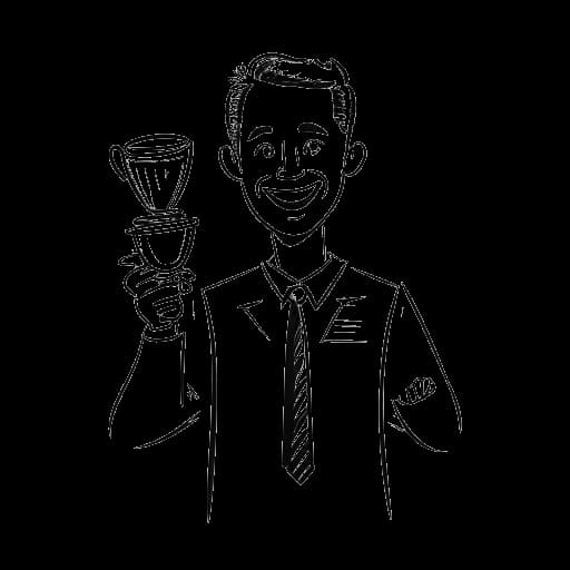 Dibujo lineal de John Summit sosteniendo los premios de Artista Revelación del Año y Artista del Año