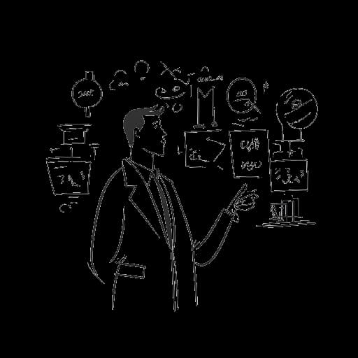 Strichzeichnung eines Mannes, der Amar darstellt, erwägt verschiedene Unternehmensbeteiligungen ähnlich denen von Sportlern wie LeBron James