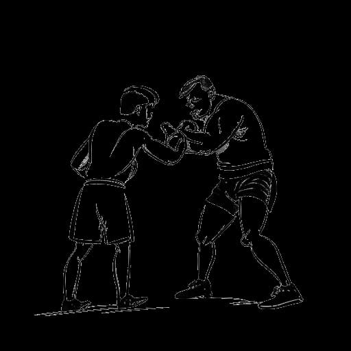 Strichzeichnung eines Mannes, der Amar darstellt, fungiert als Vaterfigur für seine Kollegen und beteiligt sich am Boxen