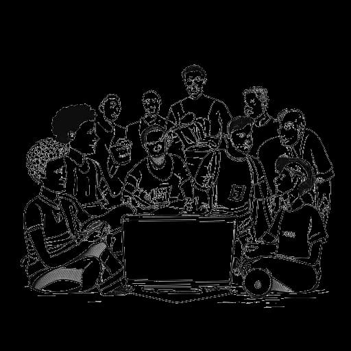 Strichzeichnung eines Mannes, der Amar darstellt, organisiert und moderiert Online-Turniere mit Fußballstars und strebt an, auch Prominente einzubeziehen