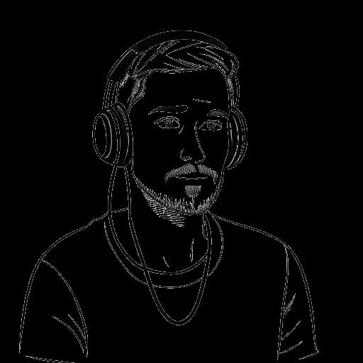 Strichzeichnung eines Mannes, der Amar darstellt, mit einem der zehn meistverfolgten deutschsprachigen Twitch-Kanäle