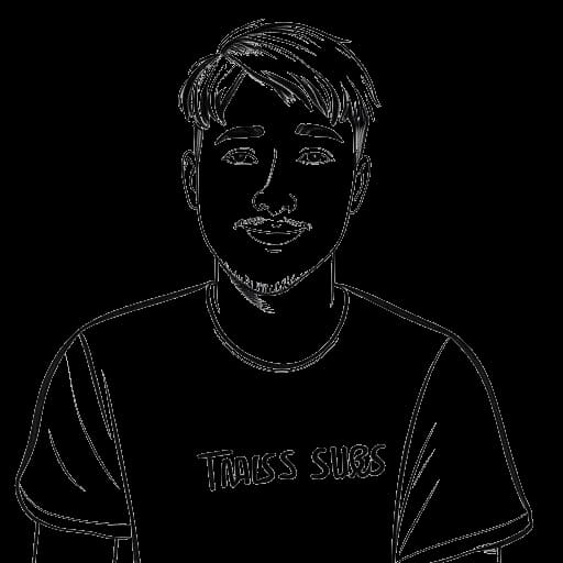 Disegno lineare di una persona che crea un canale YouTube, raffigurante Kris Tyson e MrBeast