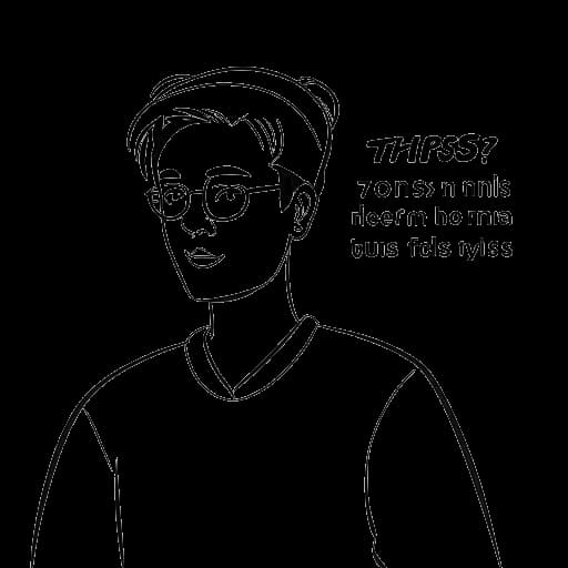Disegno al tratto di una persona che aggiorna i propri pronomi, raffigurante Kris Tyson