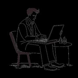 A man representing Ron Bielecki, stylishly engaging in an online casino game and showcasing his brand vodka in a simple line drawing, symbolizing his business ventures, against a white backdrop.