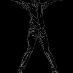 Line art drawing of a man with pseudoachondroplasia, representing Bushwick Bill, standing at 3 feet 8 inches tall. He is energetically performing as a dancer, defying expectations. The black and white illustration captures his charisma and larger-than-life presence, all against a white backdrop.