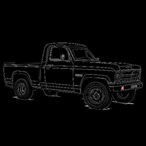 Dessin en ligne d'un homme, représentant Cody Rhodes, debout à côté d'un camion avec une pancarte indiquant 'King Ranch F-150'