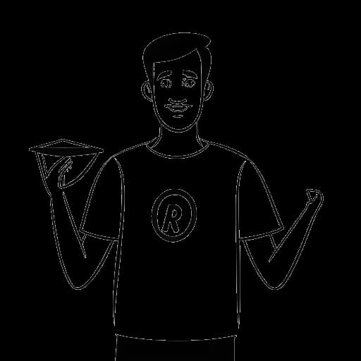 Strichzeichnung eines Mannes, der ApoRed darstellt, hält einen YouTube-Play-Button mit dem Text '17. August 2011' darauf.