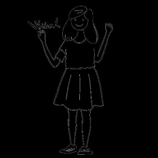 Line art drawing of a person, representing F1NN5TER's character Rose, wearing a baggy shirt and a skirt, holding a sign with the word 'wardrobe malfunction' written on it
