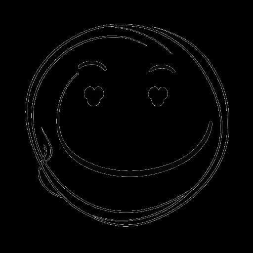 Desenho em arte linear de um rosto sorridente emitindo ondas de energia positiva, representando a 'energia muito engraçada' de Jynxzi durante as transmissões.