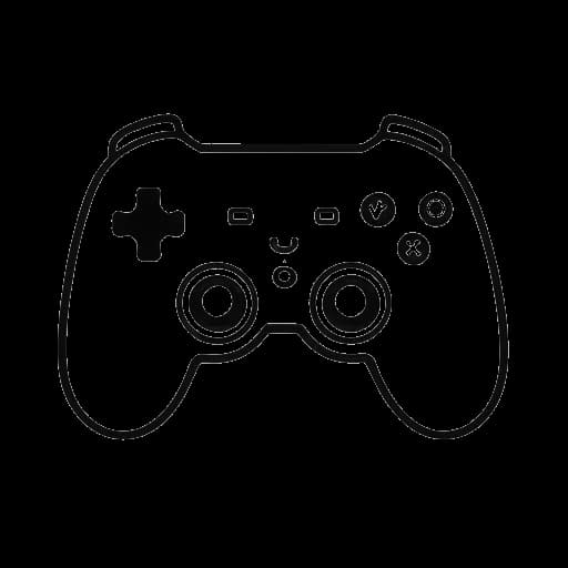 Desenho em arte linear de um controle de videogame e um símbolo de estado de solteiro, representando o foco de Jynxzi em jogos.