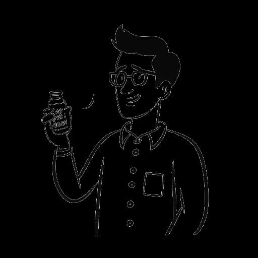 Strichzeichnung eines Mannes, der Tom Beck darstellt, der ein Produkt hält, mit einer Sprechblase, die eine Warnung für unerklärte Werbung zeigt.