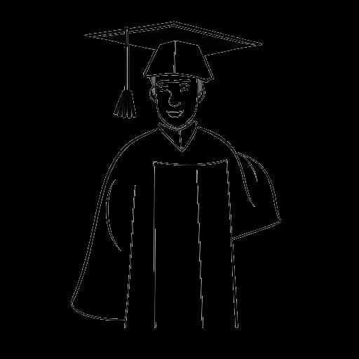 Strichzeichnung eines Absolventen, der Markus Söder darstellt, der einen Doktortitel in Jura hält