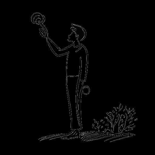 Strichzeichnung einer Person, die Markus Söder darstellt und sich für Umweltfragen wie die Volksbegehren-Initiative 'Rettet die Bienen' einsetzt