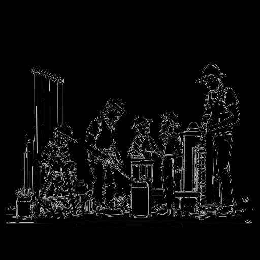 Strichzeichnung einer konservativ-evangelikalen Familie, die in einem kleinen Bauunternehmen arbeitet und Markus Söders Herkunft repräsentiert