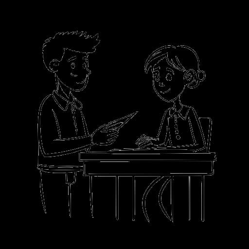 Strichzeichnung eines Schülers, der Markus Söder darstellt, der einen Zeugnisschnitt von 1,3 von seinem Lehrer erhält