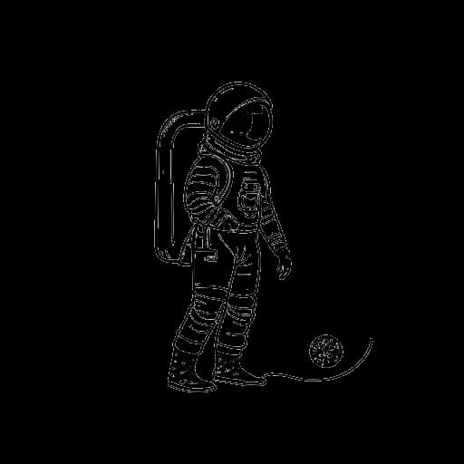 Strichzeichnung einer Person, die Markus Söder darstellt, die das Weltraumprogramm 'Bayern One' initiiert und 700 Millionen Euro investiert, um Bayern zu einem Vorreiter in der europäischen Raumfahrttechnologie zu machen