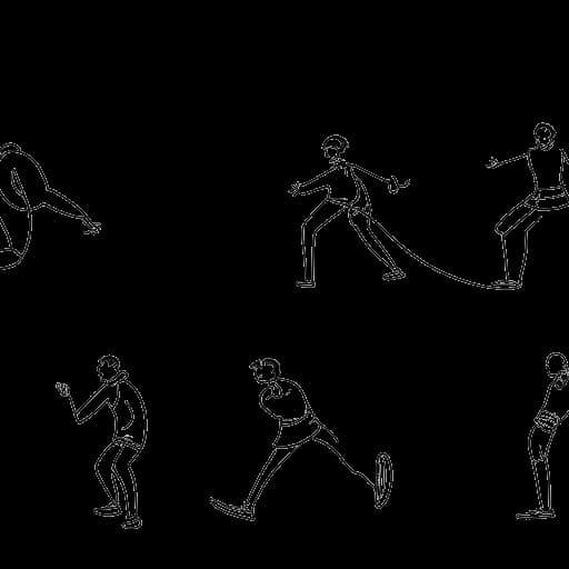 Strichzeichnung einer Person, die Markus Söder darstellt, die sich durch Aktivitäten wie Bewegung und Sport um ihr Wohlbefinden kümmert