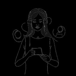 Disegno a tratti di una donna, che rappresenta Sadie McKenna, con un'aura di privacy, in mezzo a sussurri e dispositivi digitali, mantenendo una posizione riservata.