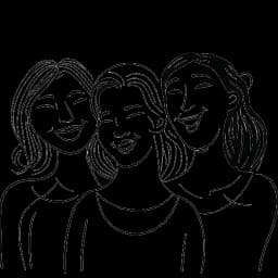 Disegno a tratti di una donna, che incarna la positività attraverso i contenuti, legandosi con gli amici ed esprimendo creatività.