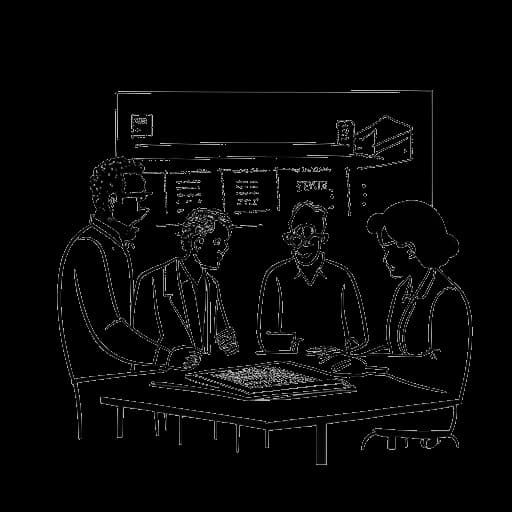 Disegno in stile line art di un uomo, che rappresenta LeafyIsHere, collabora con altre due persone di fronte a un grande numero di iscritti.