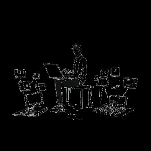 Disegno in stile line art di un uomo, che rappresenta LeafyIsHere, che fa streaming su più piattaforme.