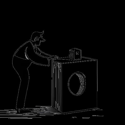 Disegno in stile line art di un uomo, che rappresenta LeafyIsHere, che cerca di far entrare un quadrato in un cerchio.