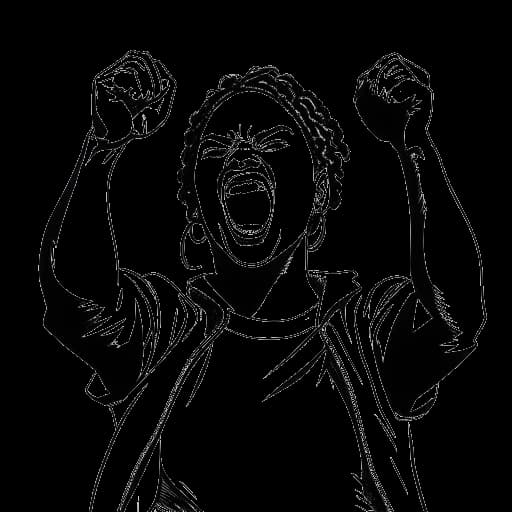 Dessin en noir et blanc de Zherka engagé dans une dispute animée avec d'autres influenceurs populaires à Miami. Il fait des gestes passionnés avec les poings levés et des expressions intenses. Le tout représenté sur un fond blanc.
