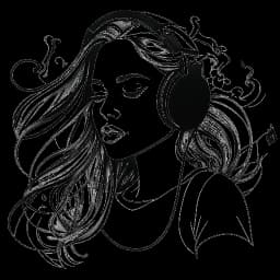 Dibujo de arte lineal de una mujer que representa a Maren Morris, mostrando su habilidad para mezclar diferentes géneros musicales. La imagen en blanco y negro resalta su sonido que desafía los géneros.