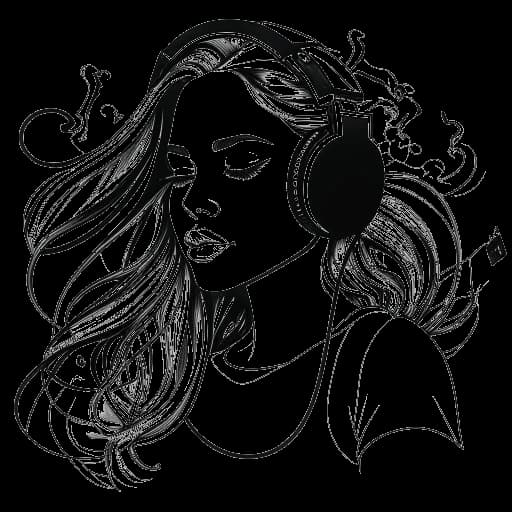 Dibujo de arte lineal de una mujer que representa a Maren Morris, mostrando su habilidad para mezclar diferentes géneros musicales. La imagen en blanco y negro resalta su sonido que desafía los géneros.