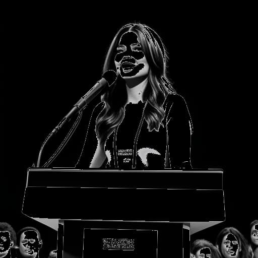 Lijntekening van Maren Morris die pleit voor gendergelijkheid en diversiteit in countrymuziek.