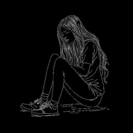 Dibujo de arte lineal de una chica, representando a Gabriela Bee, golpeando con el pie