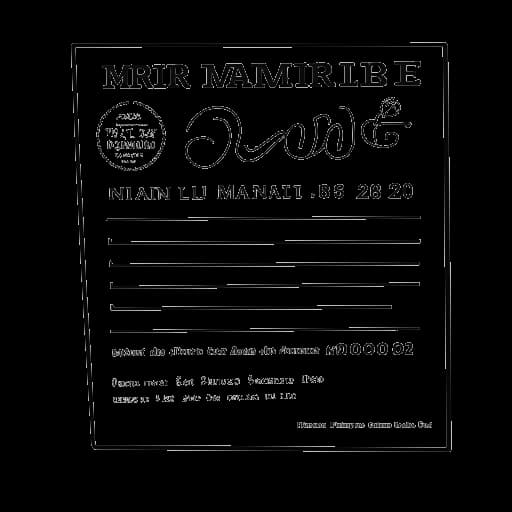 Line art drawing of a birth certificate representing Funny Marco, with 'Marco Summers' and 'June 19, 1993' written on it.