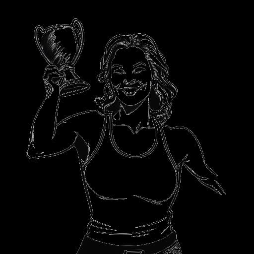 Desenho em arte linear de Becky Lynch se tornando a primeira Campeã Feminina do SmackDown em 2016