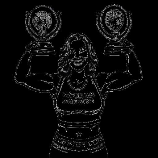 Desenho em arte linear de Becky Lynch como Sextupla Campeã Feminina e Grande Campeã Slam