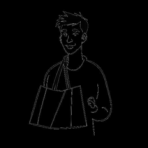 Strichzeichnung eines Mannes, der Montana Black darstellt, mit kurzen Haaren, der eine Einkaufstasche mit einem 'GetOnMyLvl'-Logo hält.