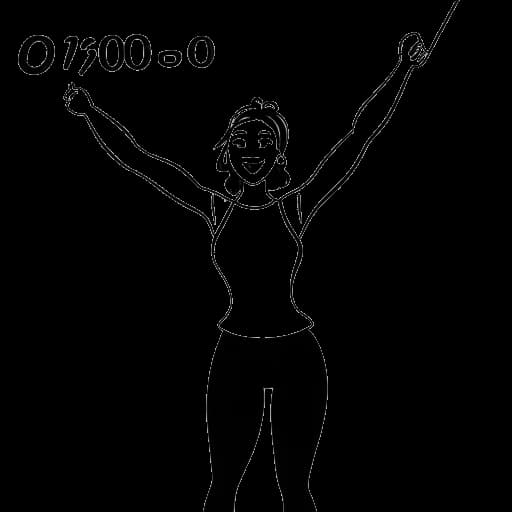 Dibujo de línea de una joven gimnasta representando a Olivia Dunne, sosteniendo un cheque grande.