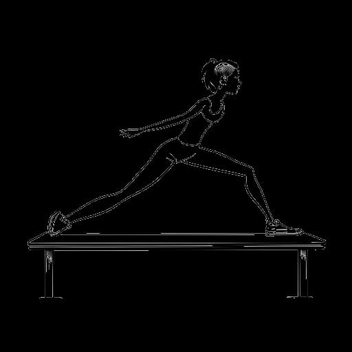 Dibujo de línea de una joven gimnasta representando a Olivia Dunne, actuando en la viga de equilibrio.