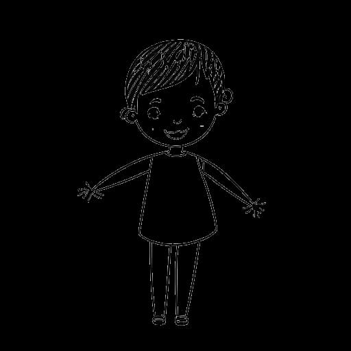 Dibujo de línea representando a una niña que representa a Olivia Dunne, vistiendo un maillot rosa, sosteniendo agarres.