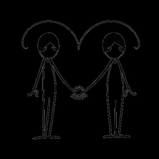 Disegno in stile line art di Cody Ko e Kelsey Kreppel, sposandosi