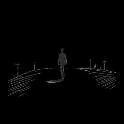 Line art drawing depicting a person facing obstacles on their journey, embodying the perseverance and dedication reminiscent of Raj Patel's activism