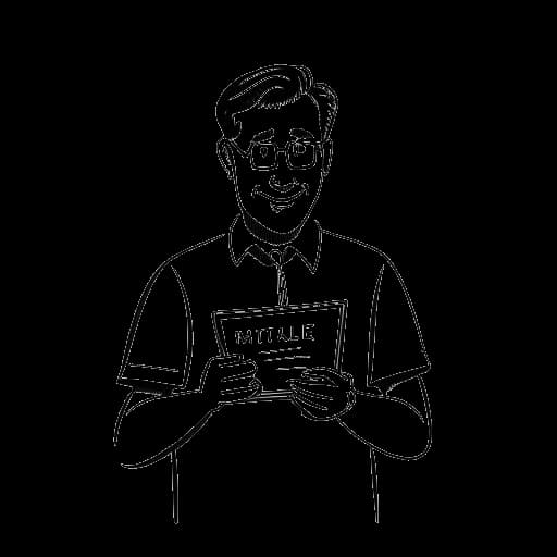 Strichzeichnung eines Mannes, der Raj Patel darstellt, der ein Buch mit dem Titel 'The Value of Nothing', einen Bestseller der New York Times, auf weißem Hintergrund hält.