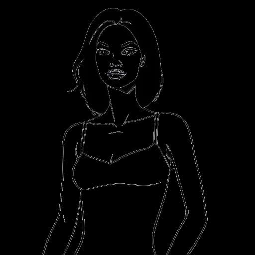 Desenho artístico de uma mulher representando Zoe Saldana, modelando lingerie com um balão de pensamento contendo os logotipos da Calvin Klein e Avon