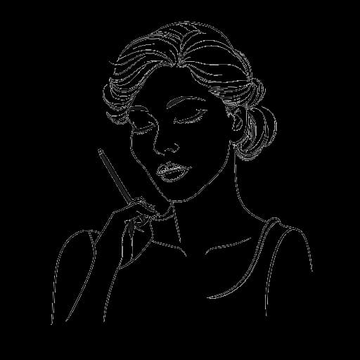 Strichzeichnung einer Frau, die Charlotte Würdig darstellt, mit einer Spritze und einer Nadel