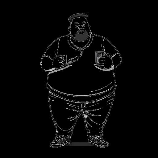 Disegno in stile line art di un uomo, che rappresenta l'Agente 00, mostrando un ispirante viaggio di perdita di peso di 100 chili rimanendo fedele alle sue credenze musulmane, eccellendo nel gaming e creando contenuti per i suoi fan.
