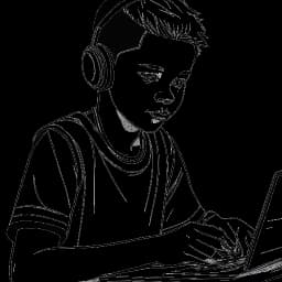 Disegno in stile line art di un ragazzo giovane, che rappresenta l'Agente 00 durante i suoi primi giorni su YouTube all'età di 12 anni, mostrando abilità in NBA 2K e imprese imprenditoriali.